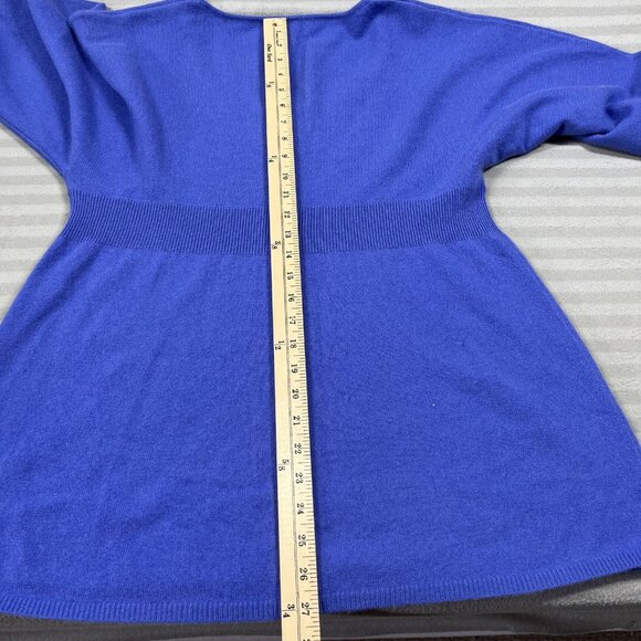 Mainbocher Sweater Womens XL Blue 100% Cashmere Short Sleeve Scoop Neck 2-Ply - Picture 7 of 8